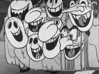 Swing you Sinners 1930 cartoon: inflated spitits’ faces